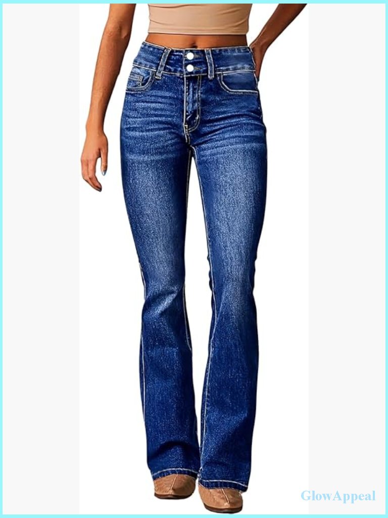 High Waisted Flare Bell Bottom Jeans Stretchy Bootcut Denim Pants